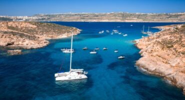 Blue,Lagoon,,Malta.,May,9,,2025.,Catamarans,And,Small,Boats